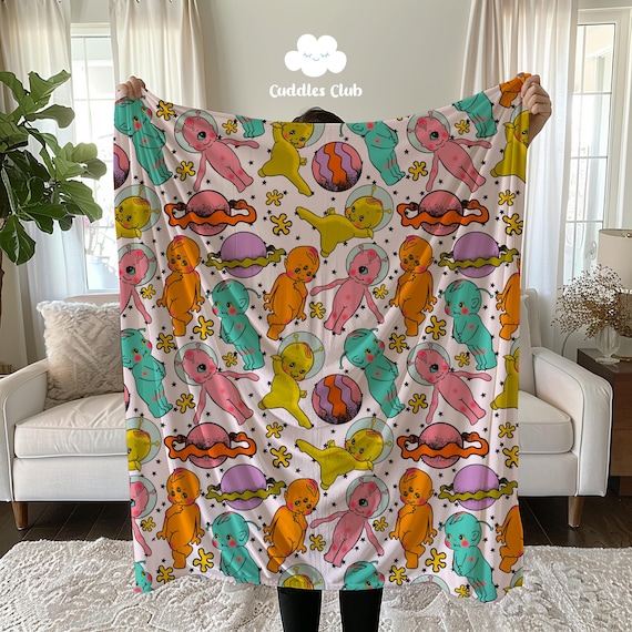 Alien Kewpie Soft Blanket - Y2K Outer Space Throw - Etsy