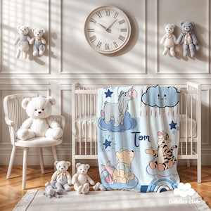 Personalized The Pooh Soft Blanket | The Pooh Nursery |Pooh | Baby Shower | Pooh Blanket | The Pooh Gift | Blue