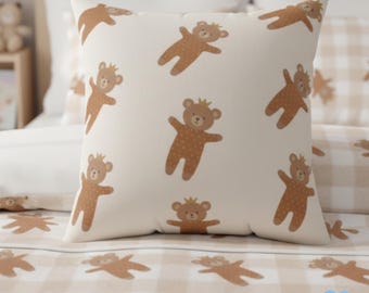 Teddy Bear Pillow - Gender Neutral Woodland Nursery Decor