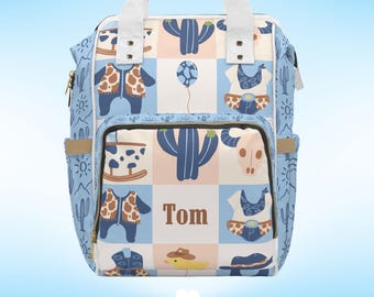 Mochila de pañales personalizada de vaquero para bebé - Bolsa de guardería del oeste