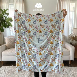 Personalized Pooh Blanket - Soft Nursery Blanket