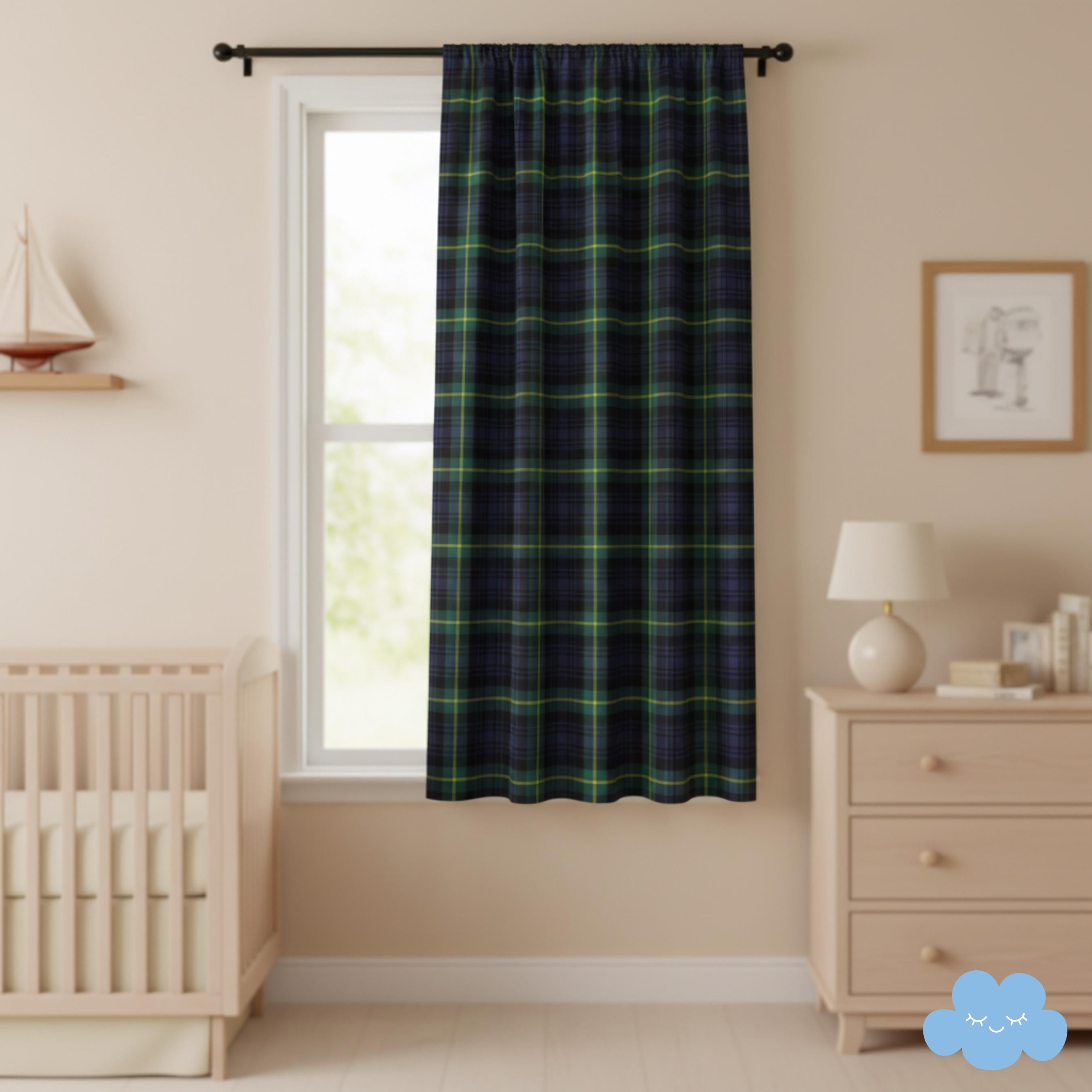 Preppy Plaid Curtain Panel, Classic Tartan Window Curtain for Nursery ...