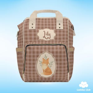 Personalized Baby Diaper Backpack - Cottage Decor, Woodland Fox