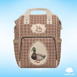 Personalized Baby Diaper Backpack - Cottage Mallard Duck Design