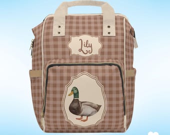 Personalized Baby Diaper Backpack - Cottage Mallard Duck Design