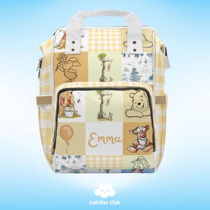 Personalized The Pooh Diaper Backpack | The Pooh Diaper Bag | The Pooh Nursery | The Pooh Gift | Yellow Bag