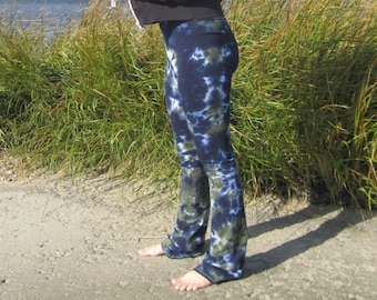 Tie Dye Yoga Hose, Olivgrün-Marineblau