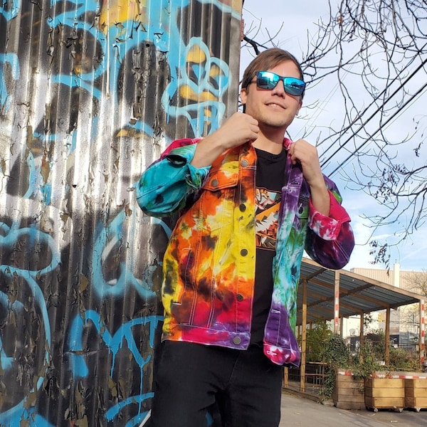 Veste en jean homme tie-dye avec options de couleurs PERSONNALISÉES !