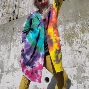 Oversized Long Hoodie in RAINBOW GALAXY Tie Dye