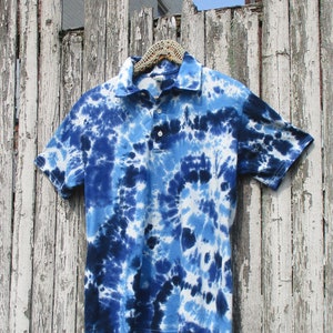 Blue Tie Dye Polo Shirt, Groovy Golf Shirt