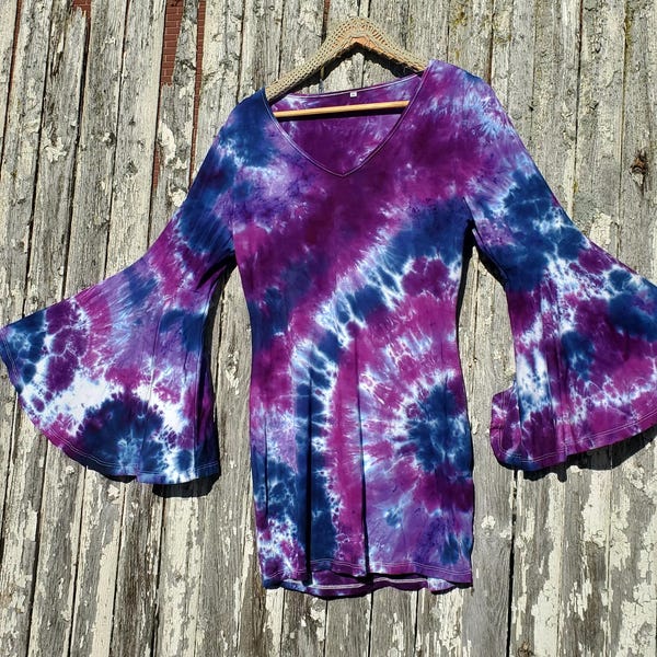 Lila Tie Dye BELL SLEEVE Tunika