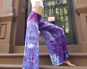 I Love Purple Tie Dye Palazzo Pants, Sizes XS-3XL