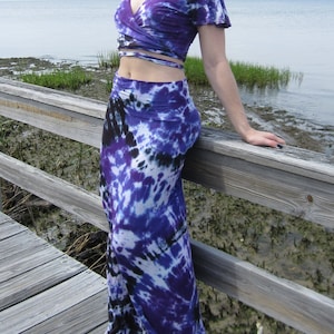 Paarse tie-dye maxi-rok, S-3XL