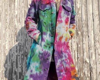 Groovy RAINBOW GALAXY Tie Dye Long Denim Jacket