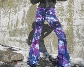 Distressed Tie Dye Bell Bottoms, PURPLES