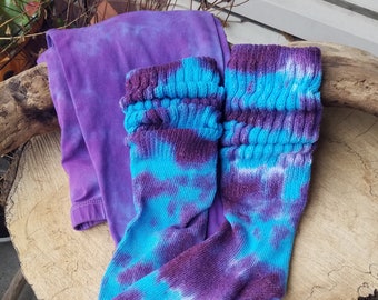 Funky Roller Derby Socks, Tie Dye Slouchy Socks, 3 Sizes