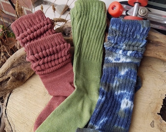 Earthy Roller Derby Socks, 3 Sizes, Hand-dyed Heavy Slouchy Socks