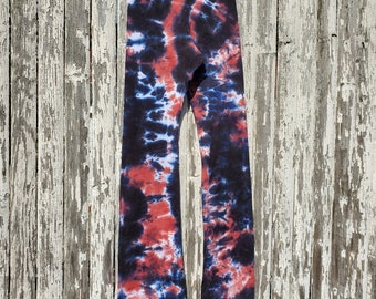 Navy & Rust Tie Dye Yoga Pants, Small, READY to SHIP!