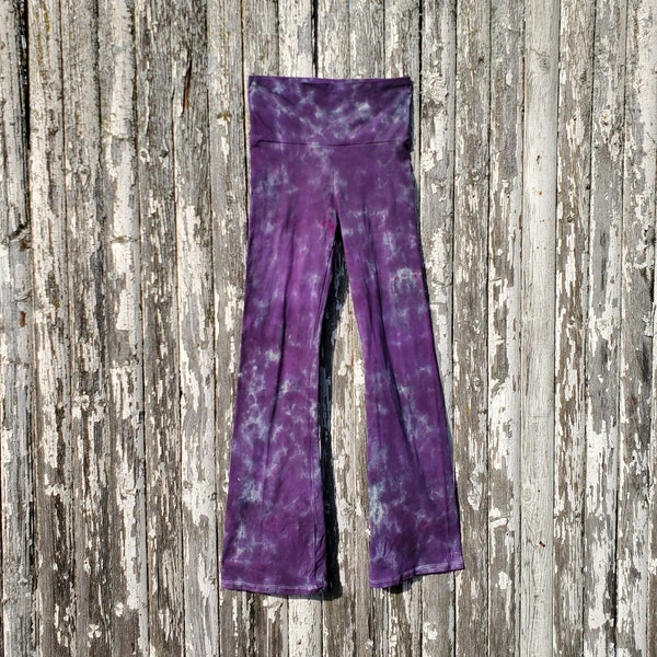 Distressed Dusty Purple Yoga Pants, Hand Dyed