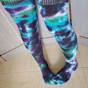 Funky Stockings Tie Dye Thigh High Socks, Northern Lights