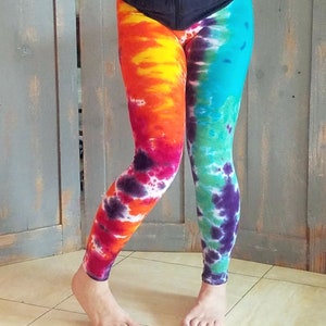 Funky Tie Dye Leggings, Hippie Rainbow Leggings, XS-3XL image 10