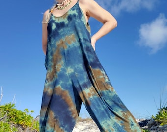 Erdgrüner Tie Dye Jumpsuit