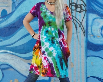 Rainbow Galaxy Tie Dye Babydoll Dress