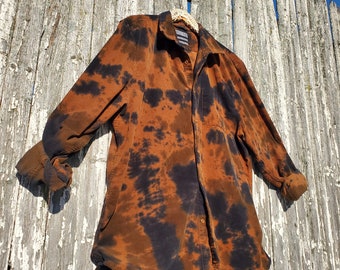 Tie Dye Corduroy Shirt in Earthy Colors