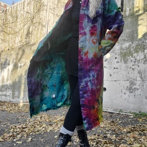 Groovy RAINBOW GALAXY Tie Dye Long Denim Jacket image 10