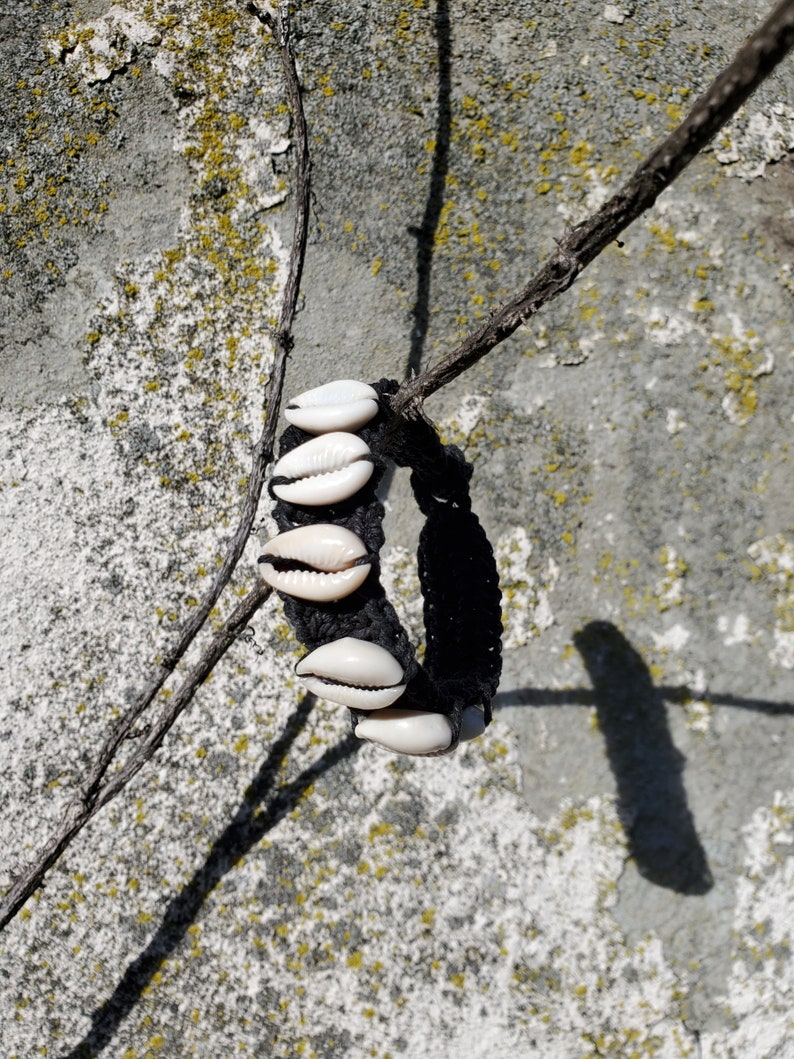 Cowrie Shell & Black Hemp Bracelet image 7