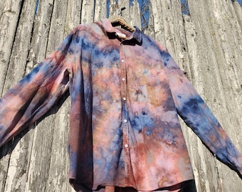 Ice Dye Oxford Shirt in Earthy Colors