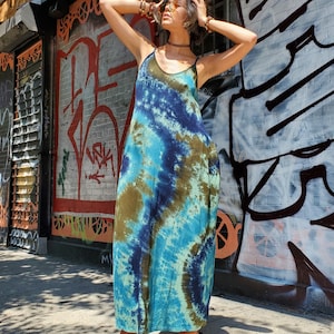 Earthy Tie Dye Tank Dress with Pockets