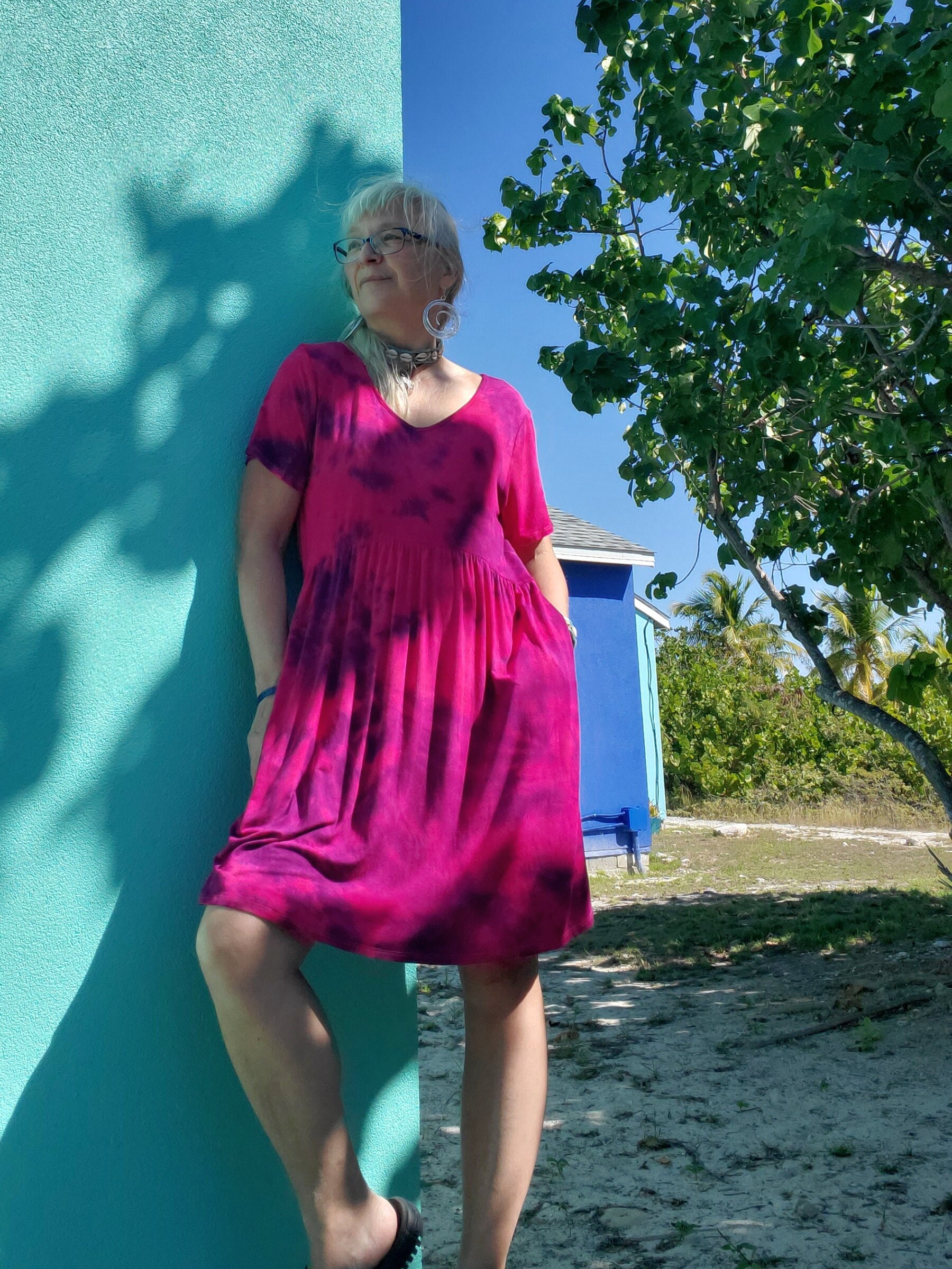 HOT PINK Tie Dye Babydoll Dress - Etsy UK