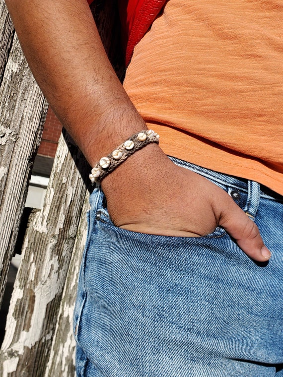 Earthy Puka Shell Hemp Bracelet Surfer Dude Bracelet Etsy