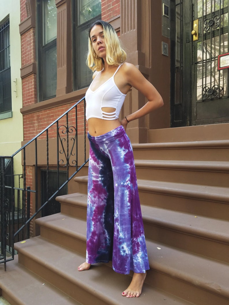 I Love Purple Tie Dye Palazzo Pants, Sizes XS-3XL image 5