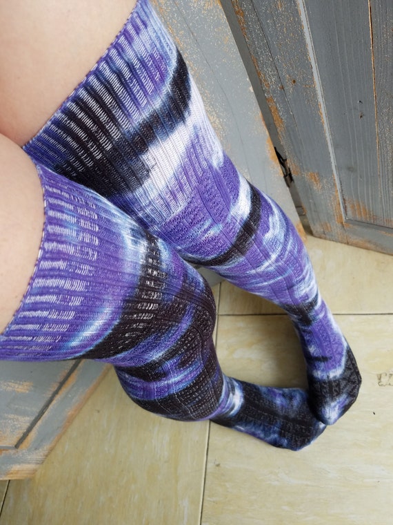 Hippie Purple Stockings Thigh High Socks Etsy Canada