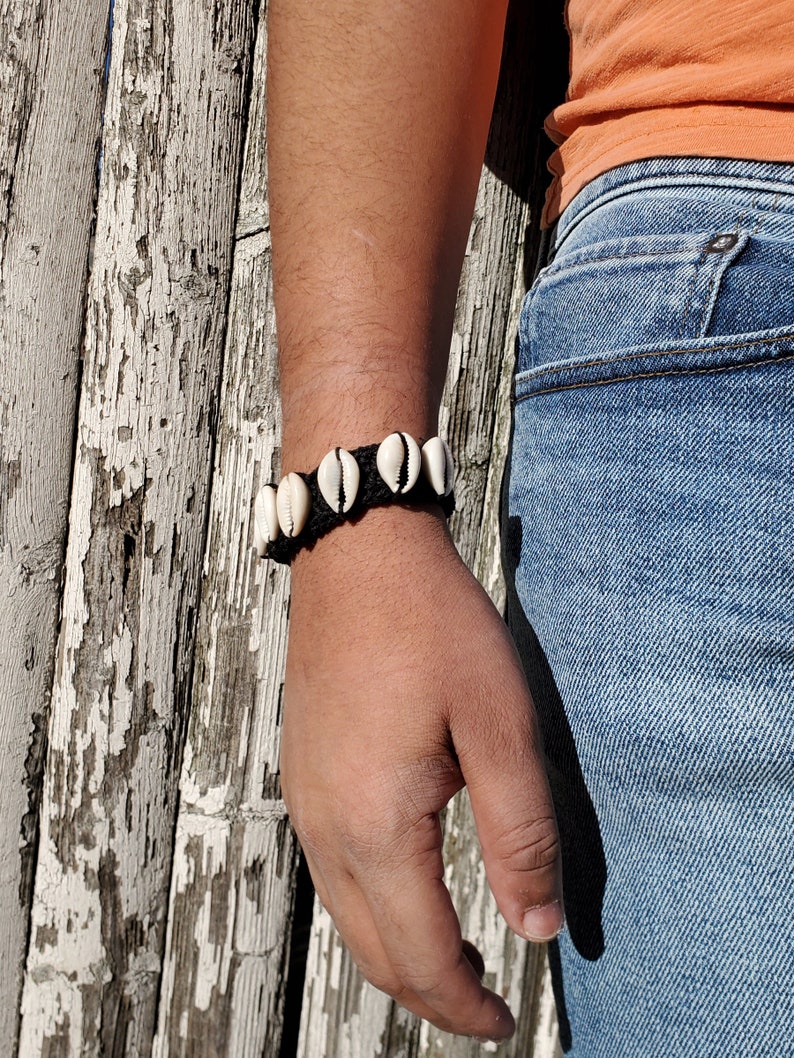 Cowrie Shell & Black Hemp Bracelet image 5