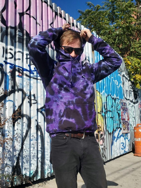 black and purple tie dye hoodie
