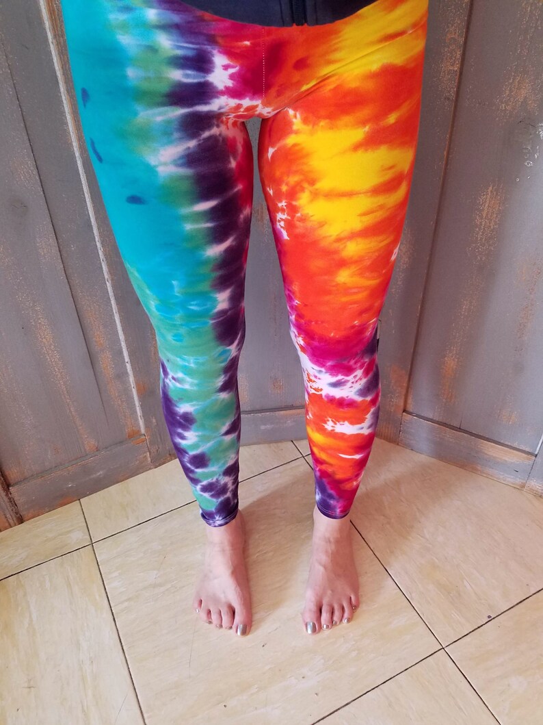 Funky Tie Dye Leggings, Hippie Rainbow Leggings, XS-3XL