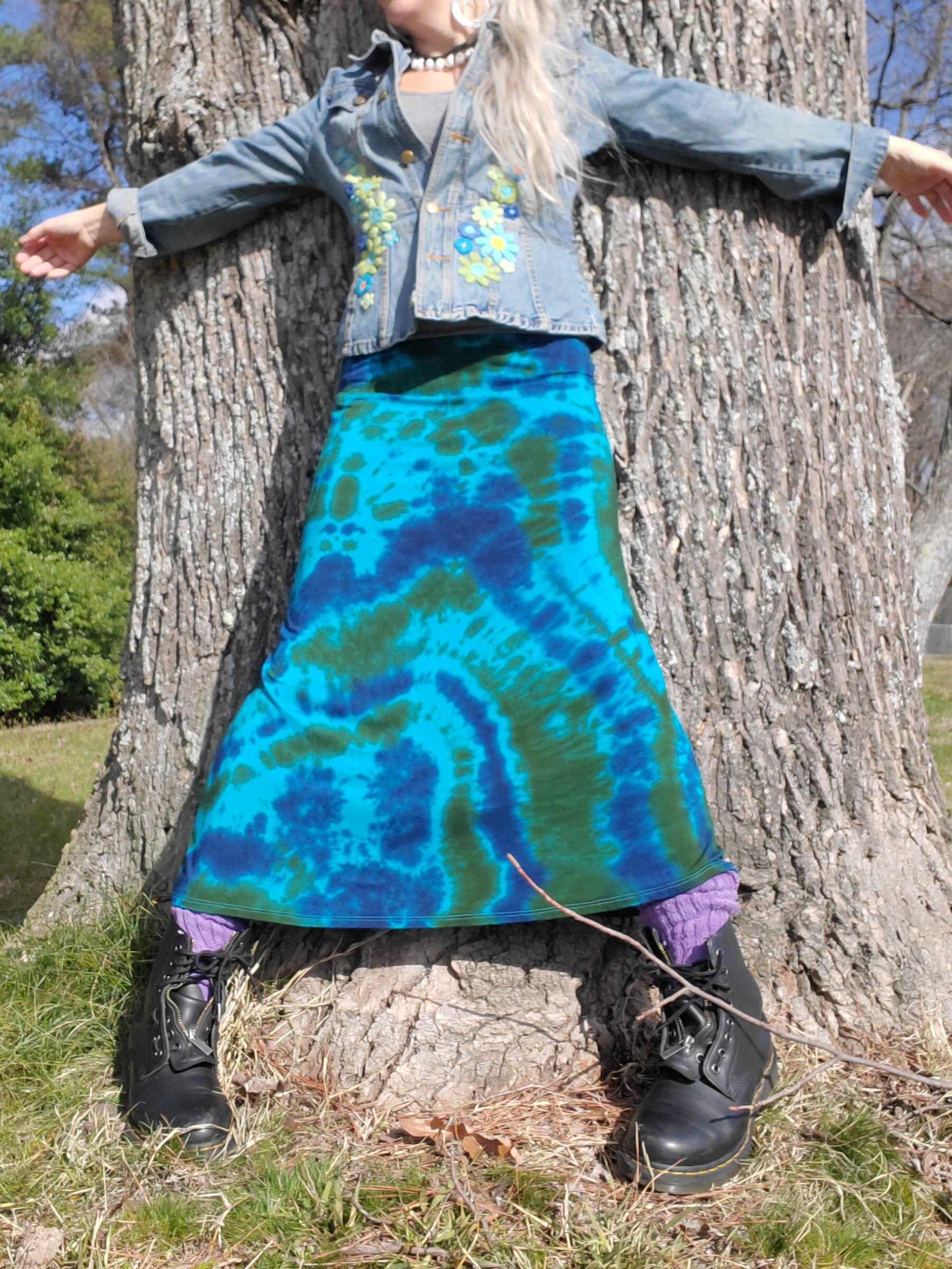 Tie dye top maxi skirt navy