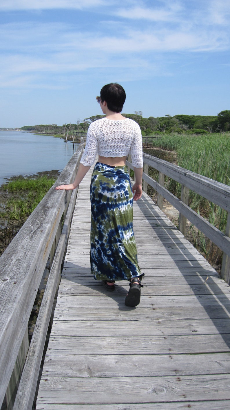 Tie Dye Maxi Skirt with Fold Over Waistband, XS-3XL image 7