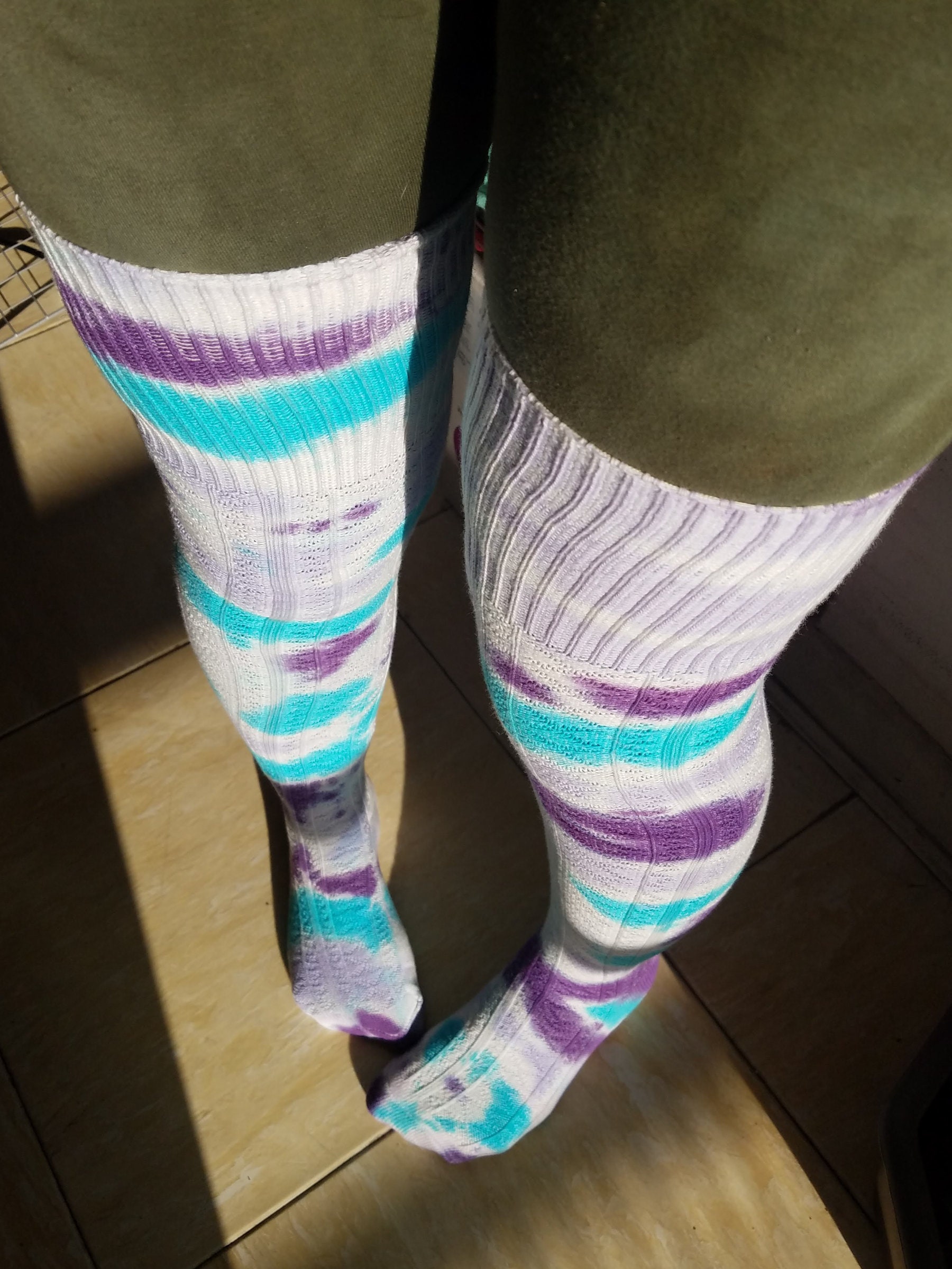 Pretty Thigh High Socks Boho Tie Dye | Etsy