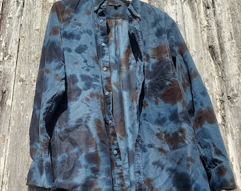 Tie-dye corduroy overhemd, uniek in zijn soort