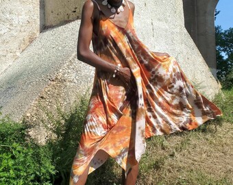 Robe D'été à Bretelles DOUBLE ONE - Taille M (38) - Effet Tie And Dye Gris - Occasion Très Bon état