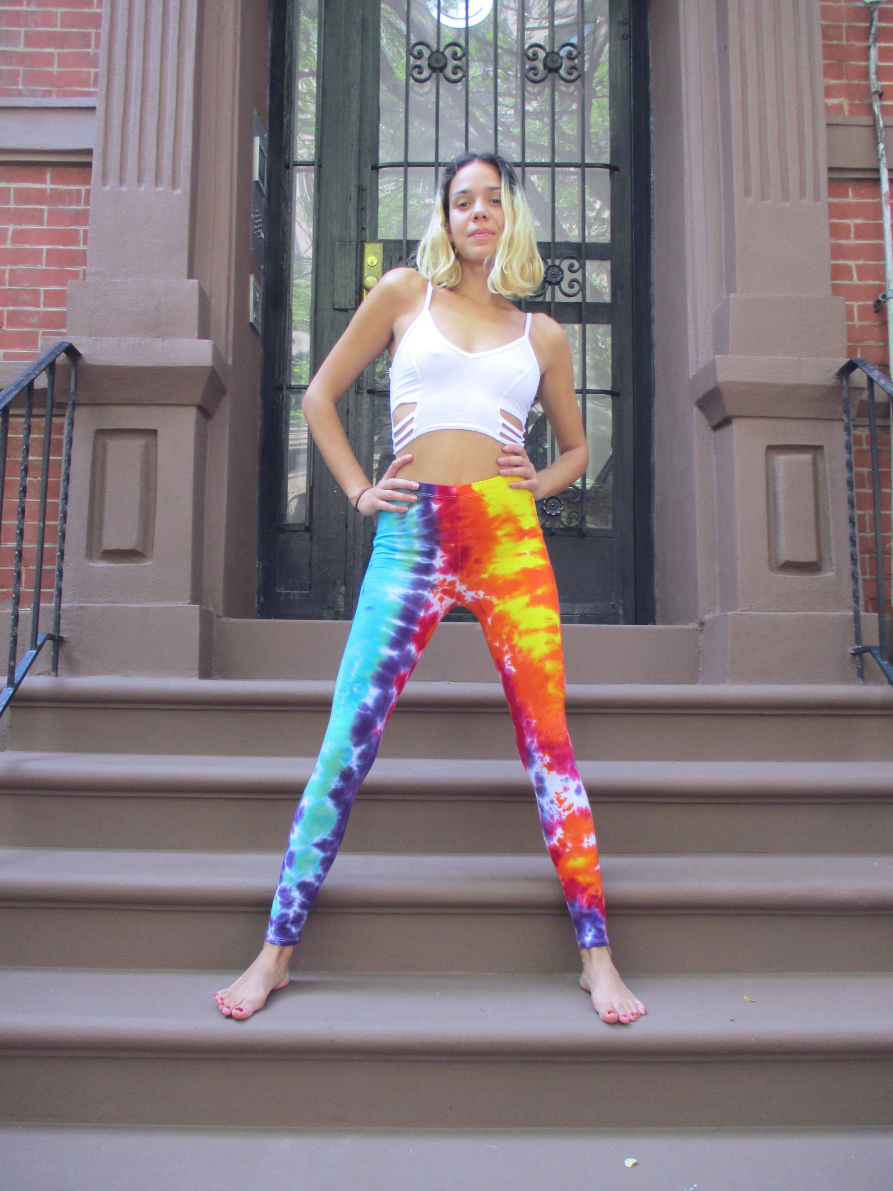 SMALL Tie Dye Leggings Funky Leggings Colourful Leggings Festival Clothing  Hippie Clothing 