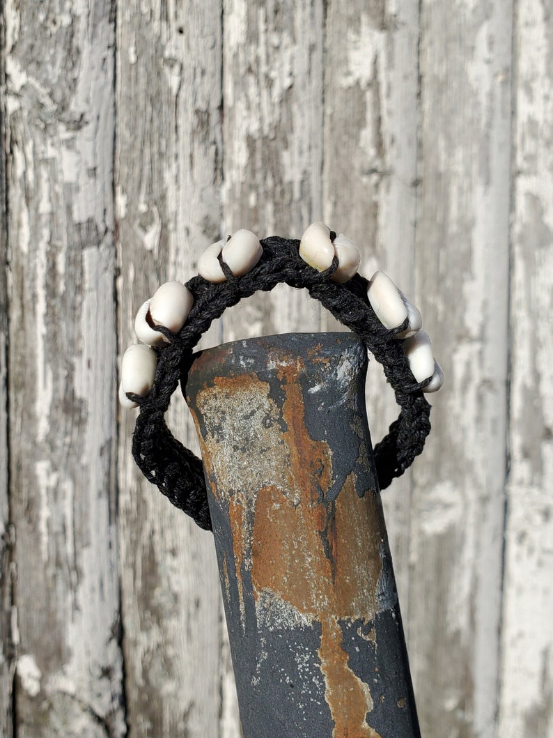 Cowrie Shell & Black Hemp Bracelet image 3