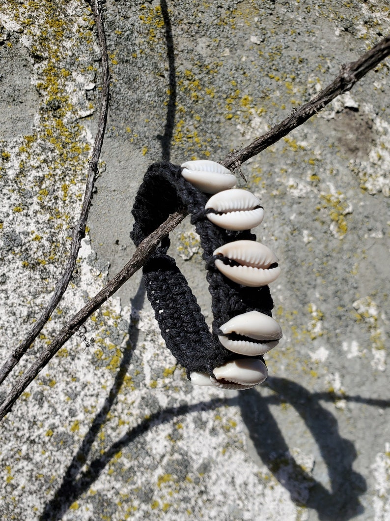 Cowrie Shell & Black Hemp Bracelet image 8