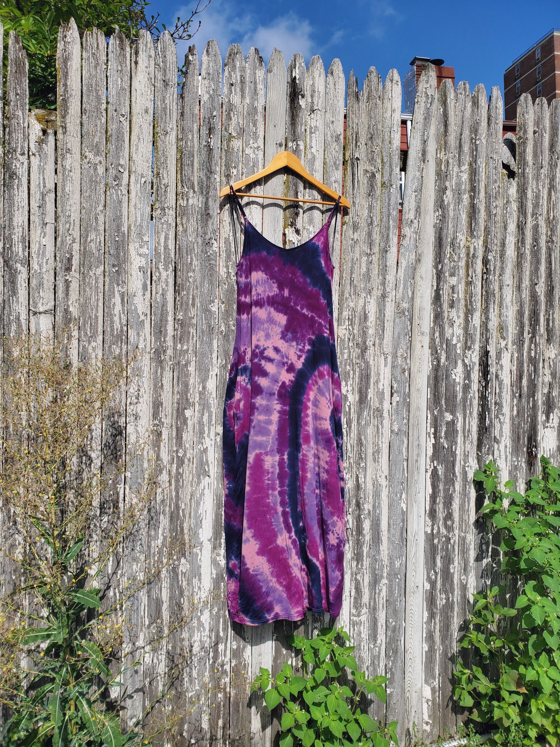 Purple Tie Dye Summer Dress with Pockets Purple Tie Dye Summer Dress with Pockets