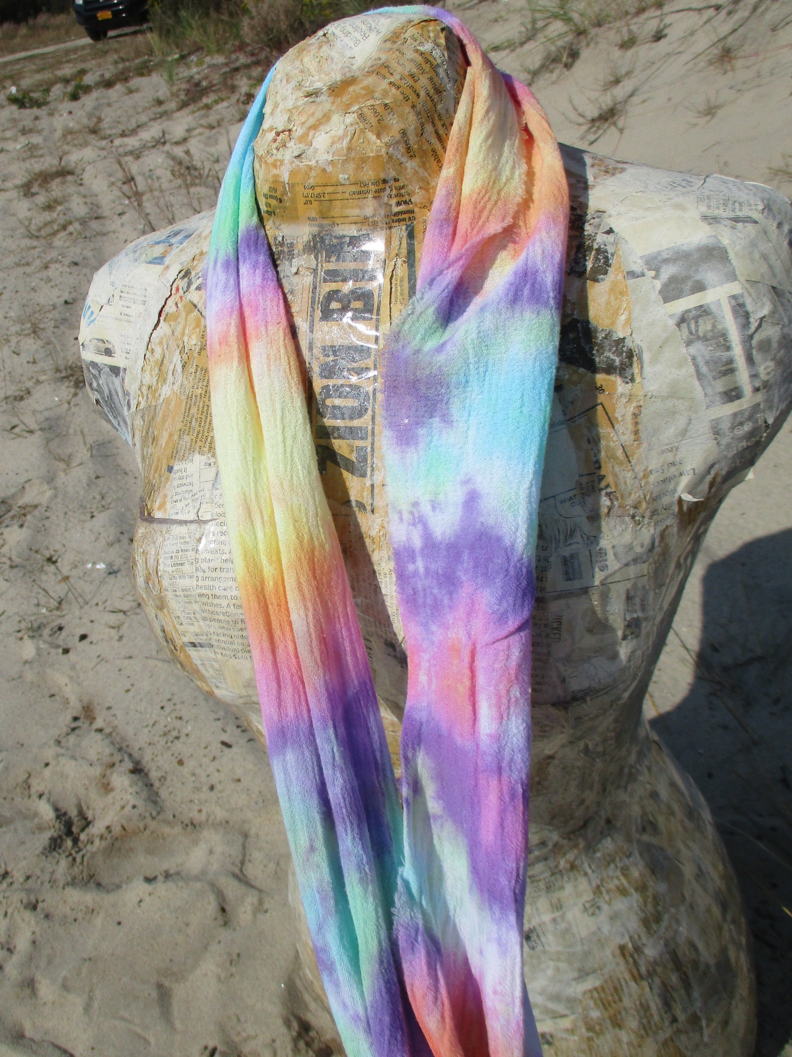 Pretty Rainbow Tie Dye Scarf Cotton Gauze Scarf Hand Dyed | Etsy