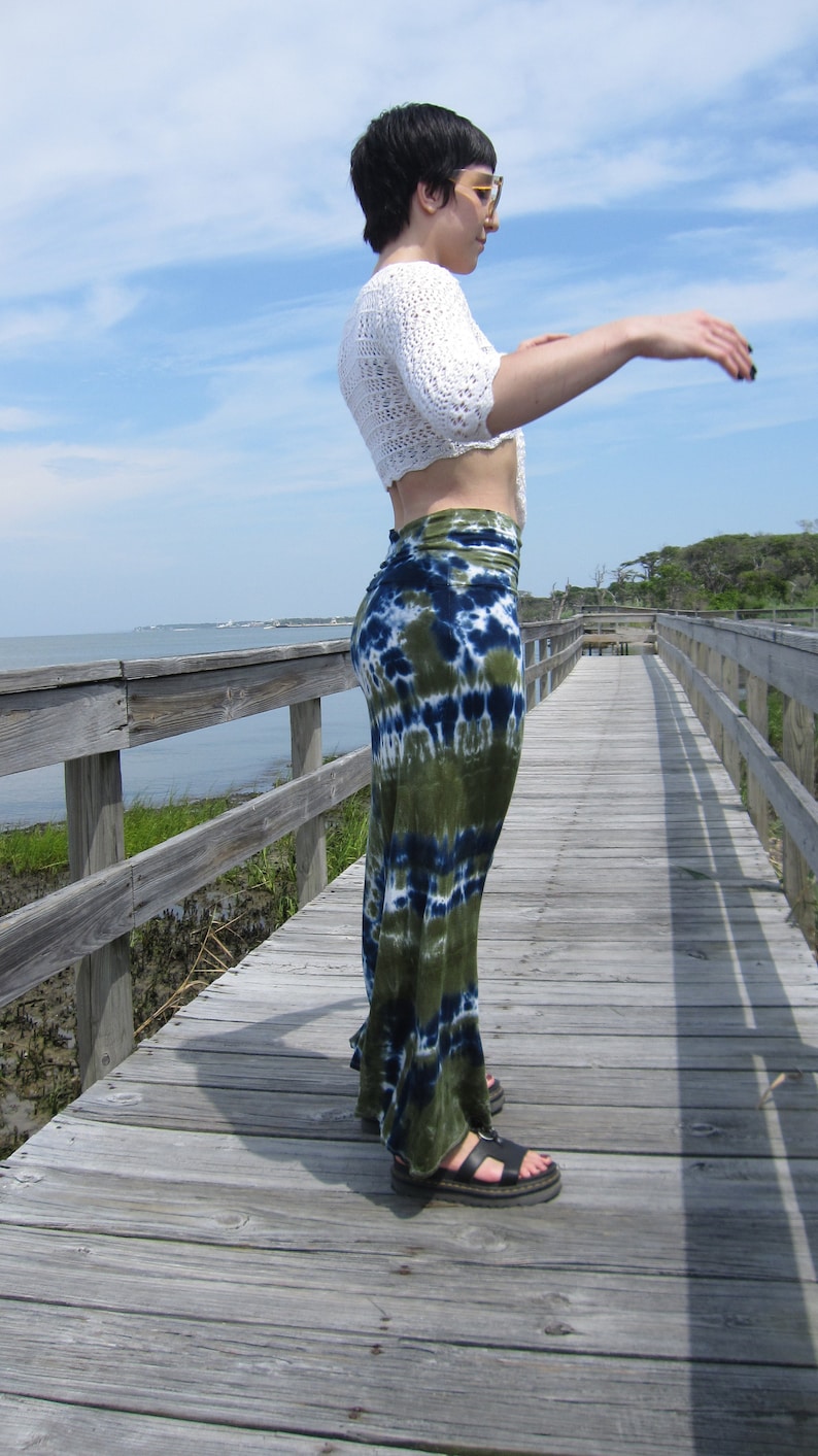 Tie Dye Maxi Skirt with Fold Over Waistband, XS-3XL image 4